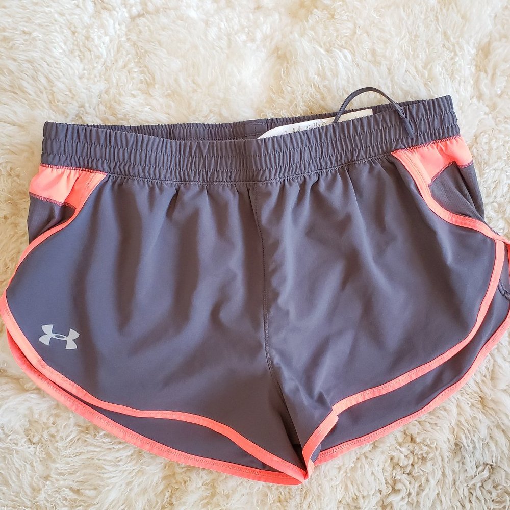 Under Armour Heat Gear Lined Shorts Gray + Orange